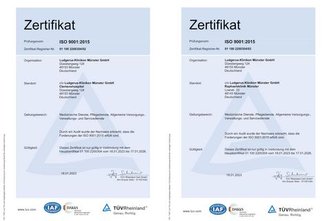 Das Bild zeigt die Zertifikate nach ISO 9001:2015